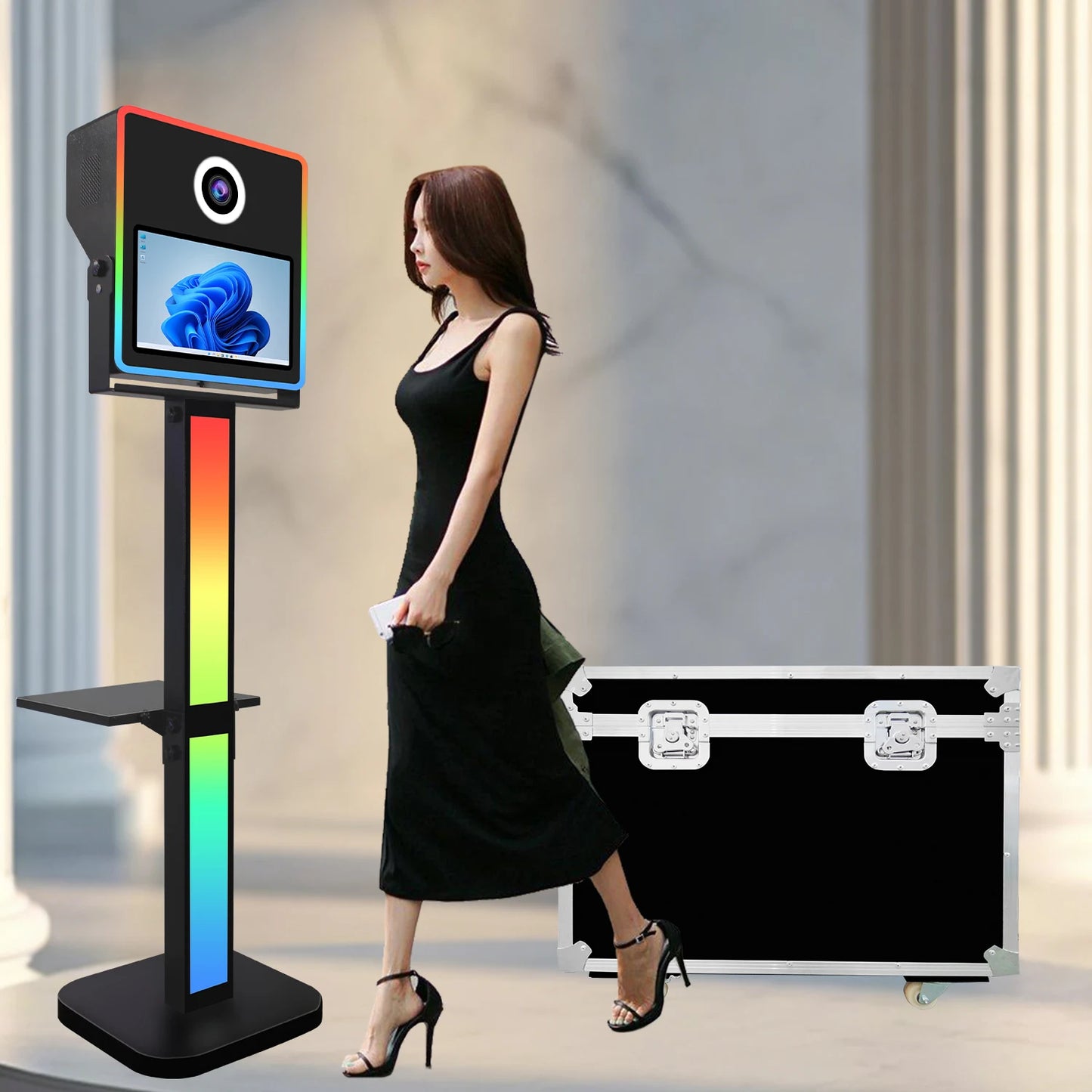 15.6 Inch Touch Screen Selfie Photo Booth DSLR Compatible With Printer Mini PC Software DSLR Photobooth Shell Machine for Eve