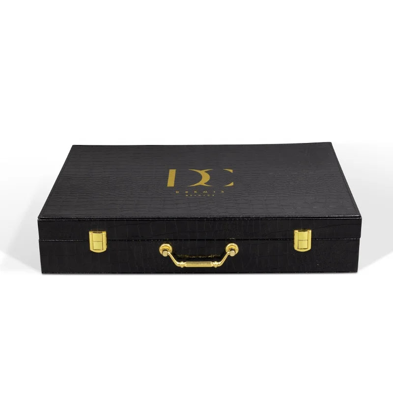 Custom Logo Pu Leather MDF Wood Textured Black Box Packaging Luxury Gemstone Luxurious Gifts Perfume Oud  Packaging Box