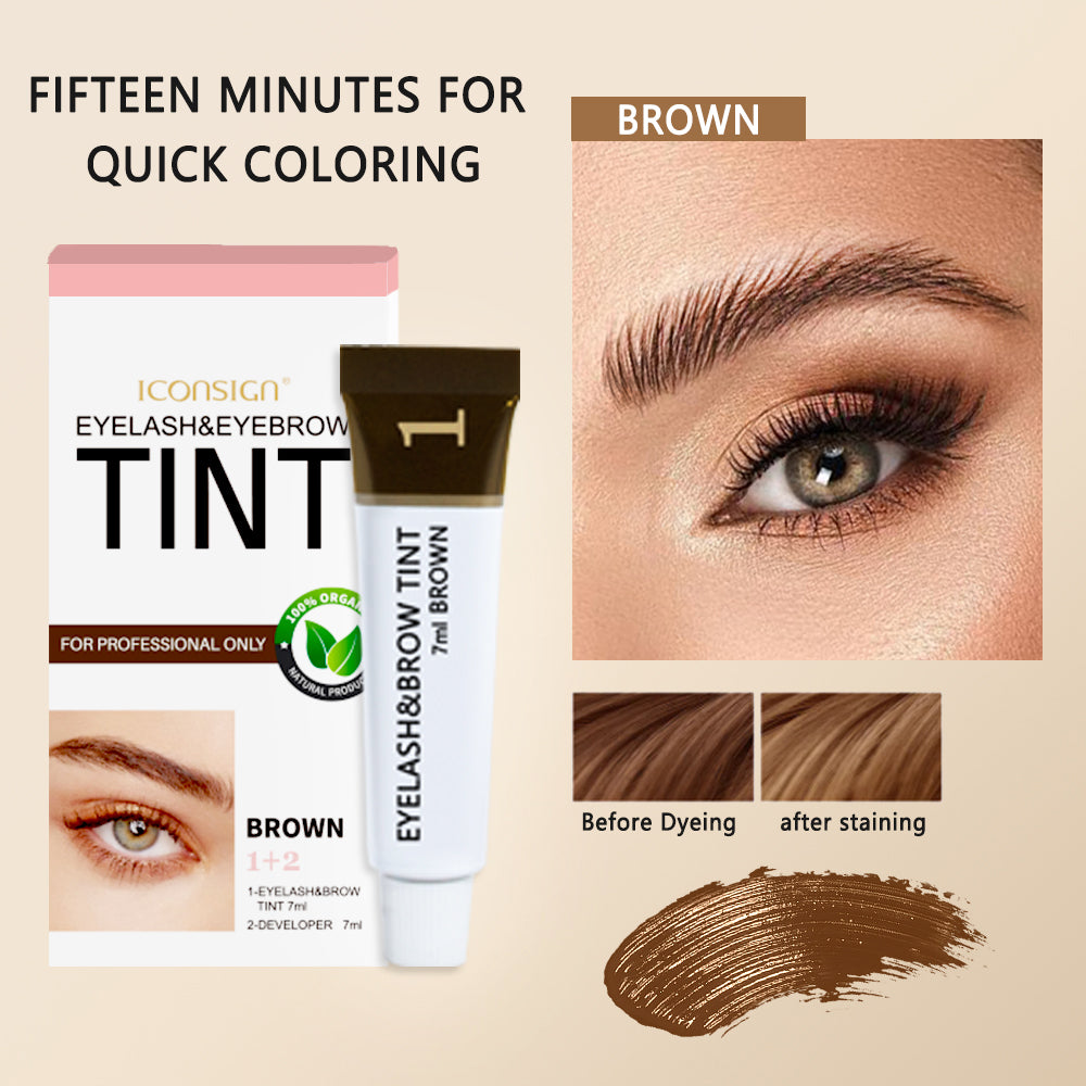 Custom Wholesale Henna Long Lasting Natural Tinted Tattoo Hybrid Tint Dye Eye Brow Lash Eyebrow Tint Dye Kit Set Private Labe