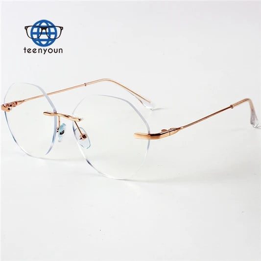 Teenyoun 2024 Vintage Frameless Glasses Frame Women Glasses Frame Optical Eyeglasses Wholesale