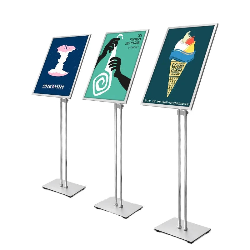 Advertising Billboard Poster Floor Display Stand Aluminum for Portable Anti-Rust Water Resistant Easy Assembly Custom Logo