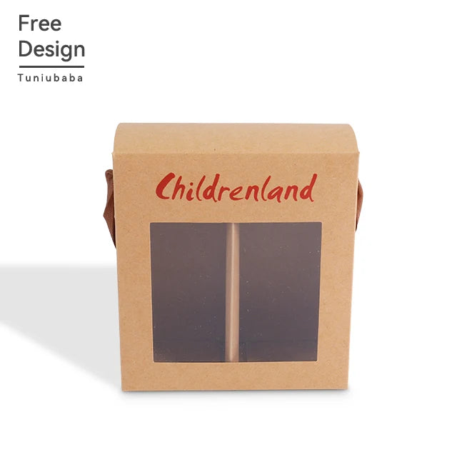 Free Sample Wholesale Custom PVC Window Sturdy Tough  Packaging with Rope Brown Kraft Paper Box
