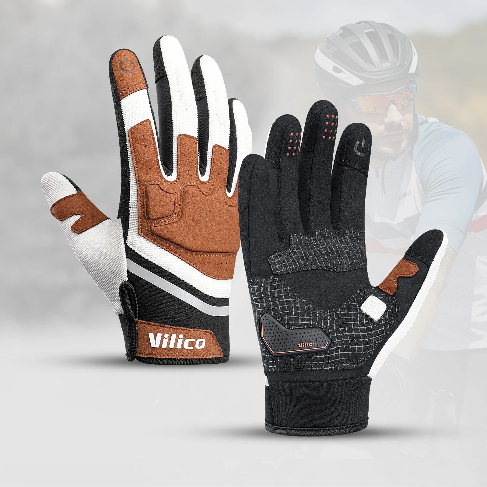 Touchscreen Cycling Full-finger Bike Road Bicycle Gloves SBR Gel Pad Shock-absorbing Anti-slip Motorcycle Mountain Bike Glove
