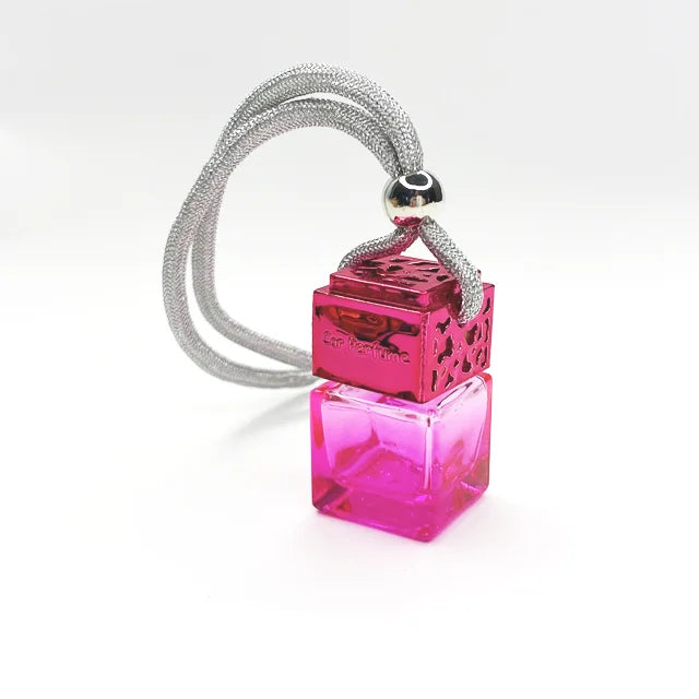 Luxury Car Hanging Scent Air Auto Refillable Empty 8ml Screen Printed Colorful Glass Perfume Bottle