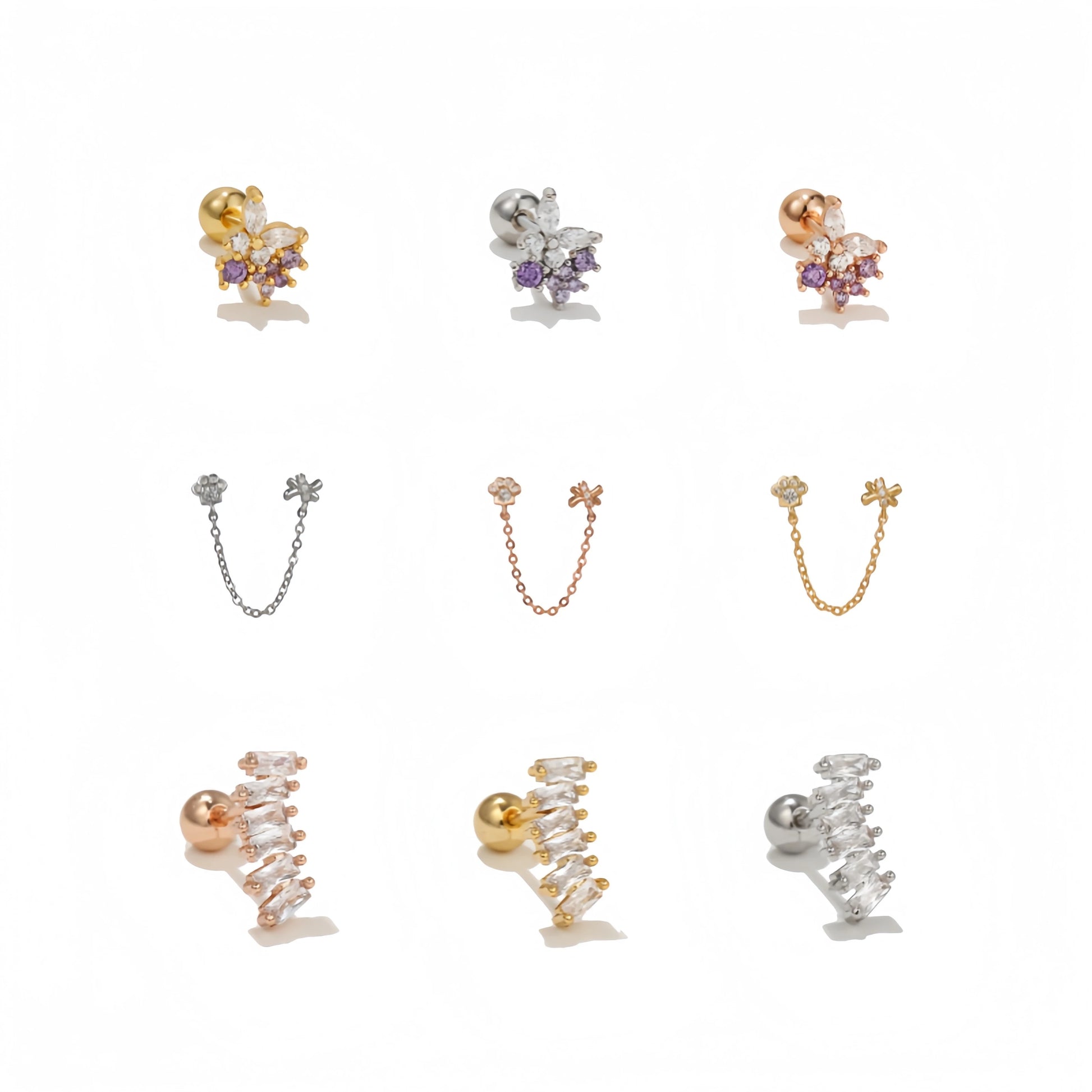 Zuola Trendy 5A Zircon Titanium Stud Earrings Hypoallergenic Secure Delicate Sparkling Minimalist Piercing Jewelry Gold Plate