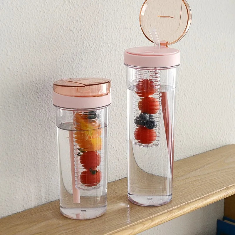 FX Factory 800ml BPA-Free Eco-Friendly Leak-Proof Juice Lemon Infuser Straw Type Water Bottle Filter New Design Sport Travel