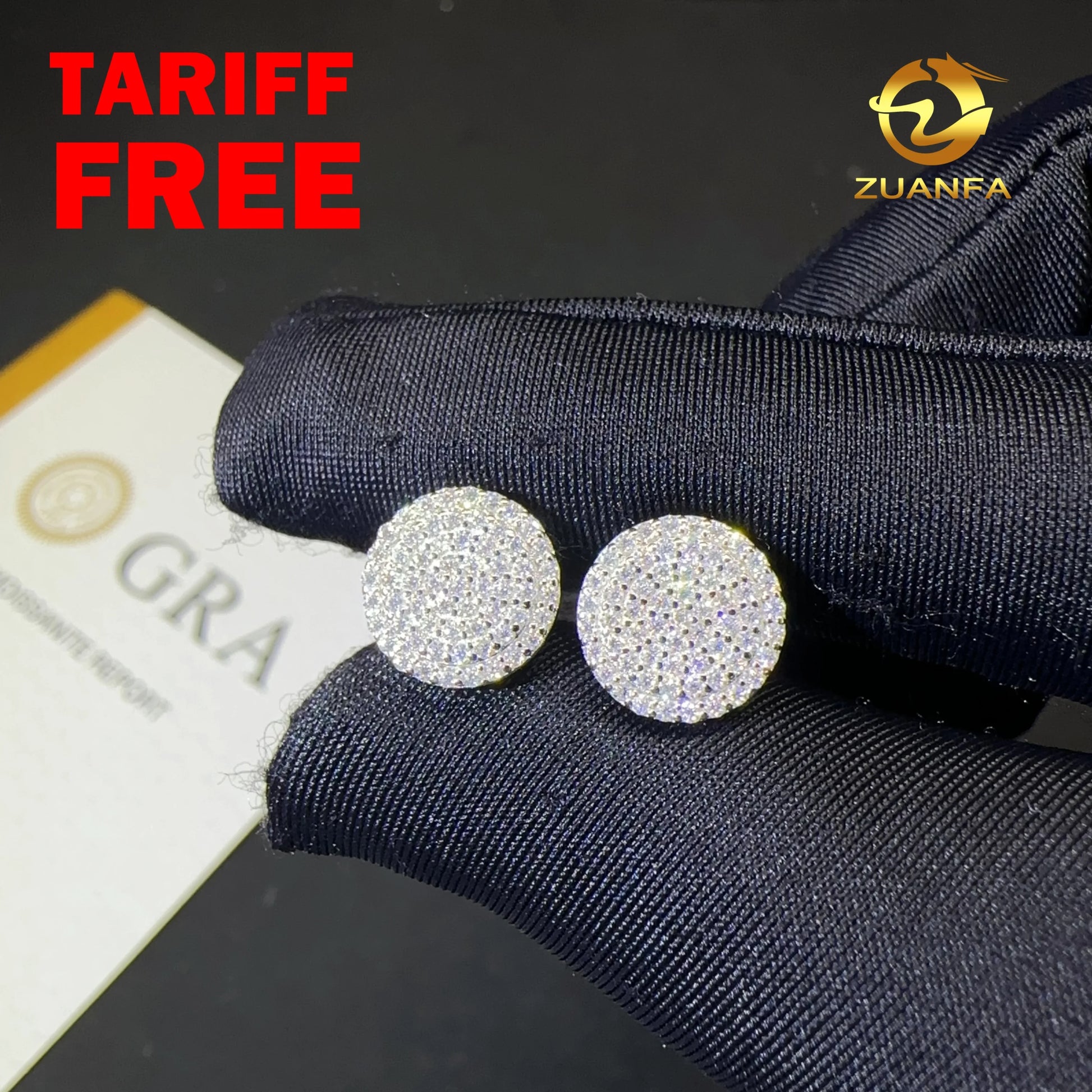 Drop Shipping  Iced Out Hip Hop Sterling Silver  925 Silver White Gold Plated Screw Back Moissanite Diamond Stud Earrings Men