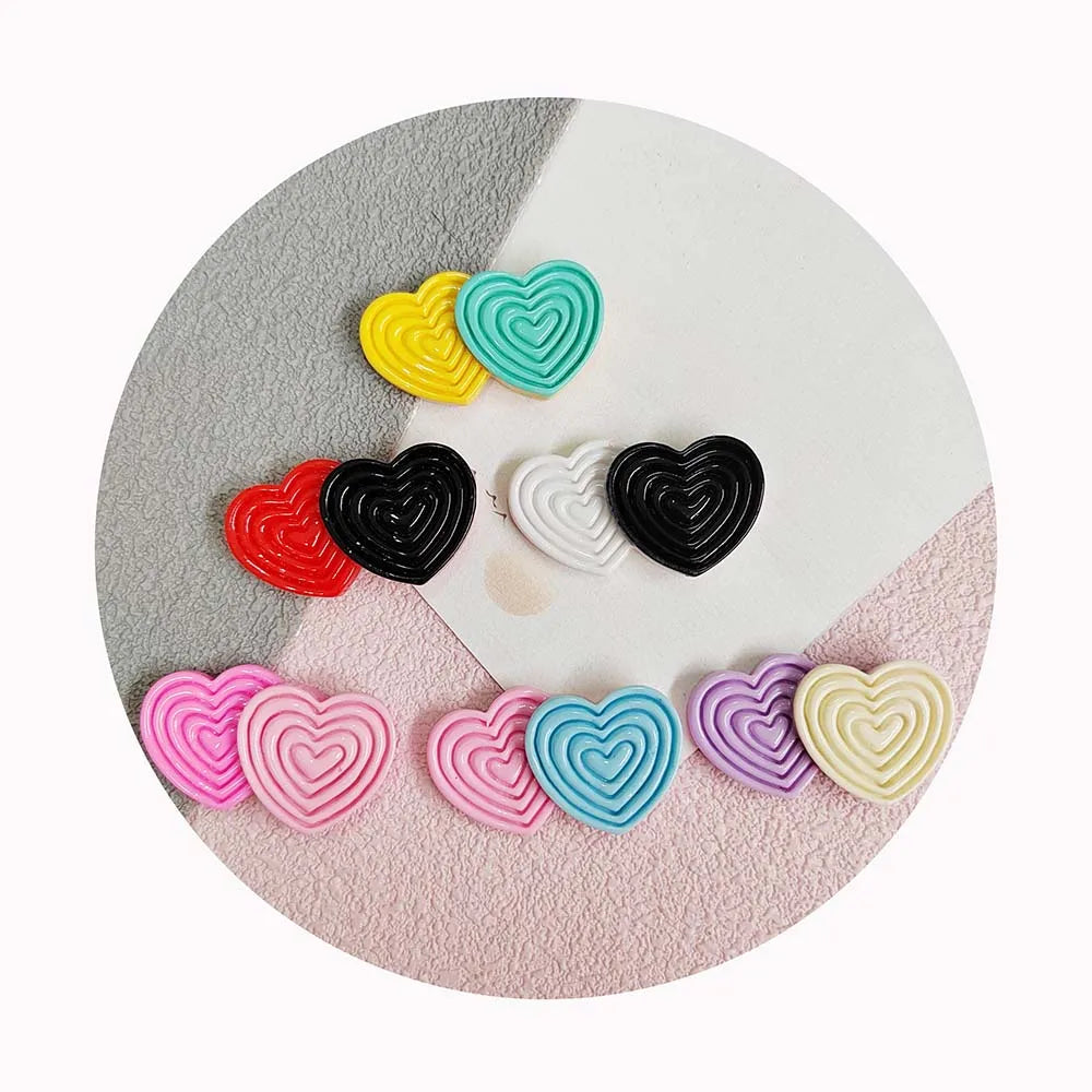 100PCS Valentine's Day Resin Double Love Heart Cabochons Scrapbooking Crafts Diy Hair Accessories Slime Charms Jewelry Making