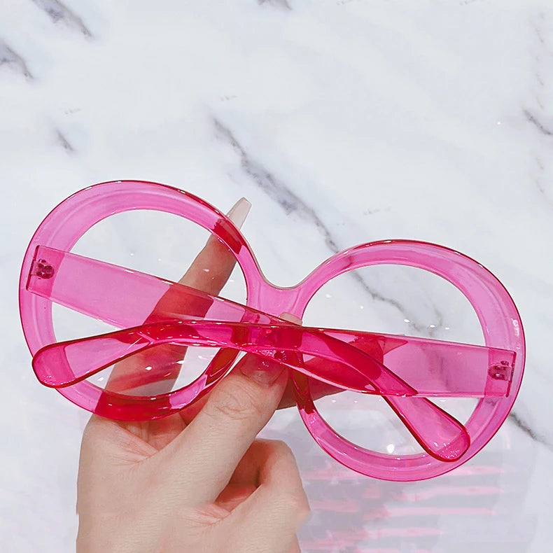 36550 Colorful Eyeglasses Frames for Women Trendy Round Oversized Optical Lenses Ladies Glasses Fashion Female Eyewear