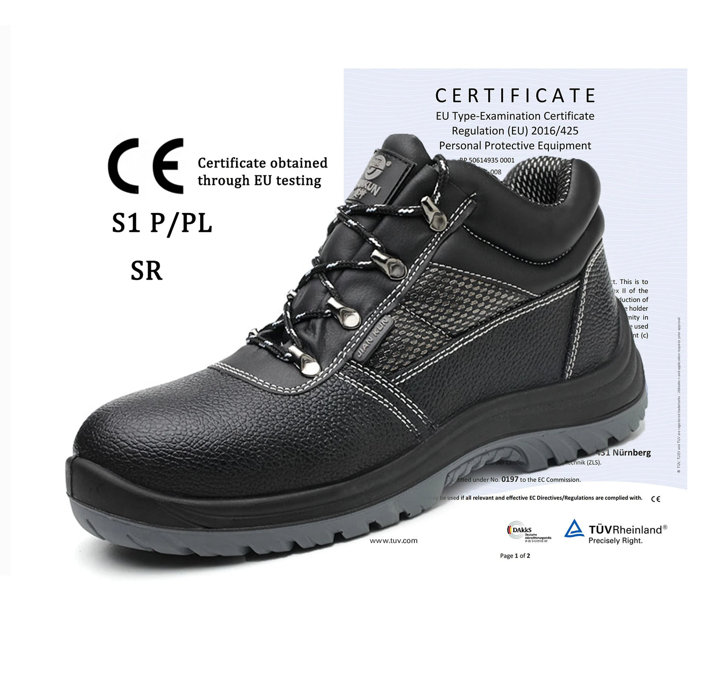 JIANKUN Unisex S3 Anti-smashing Steel Toe Anti-puncture Anti-static Stock Lots Safety Boots for Men and Women for Winter Fact