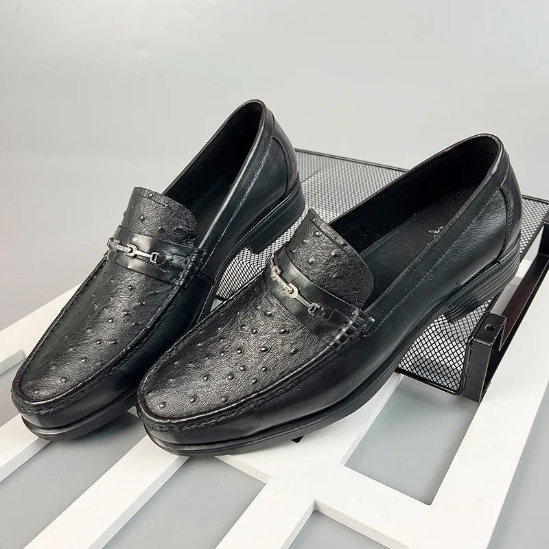 Best Selling Men's Genuine Top Grain Leather Loafers Stylish Fashion Oxfords Pointed Toe Wedding Dress Shoes