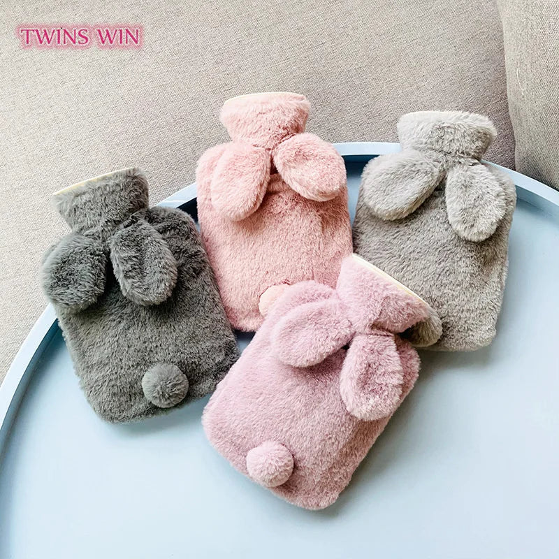 Customize Hand Feet Warmer Water Bottle Cute Cartoon Rabbit Design Cover Water Injection Hot Water Bag 021