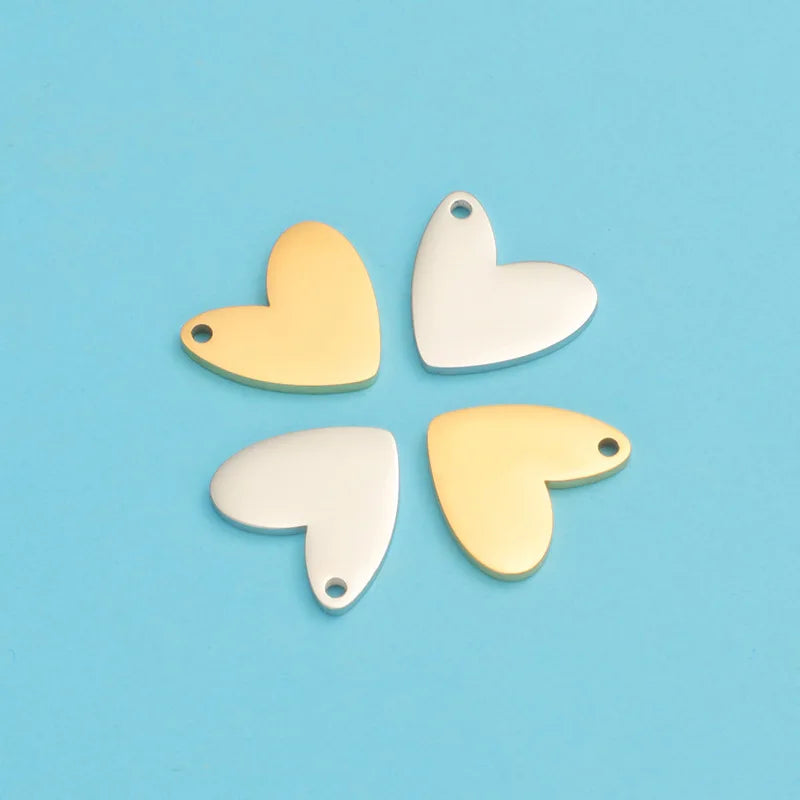 High Quality Customized Blank Laser Engrave Mirror Polish Charm Stainless Steel 18k Gold Plated Heart Style Dog Pendant