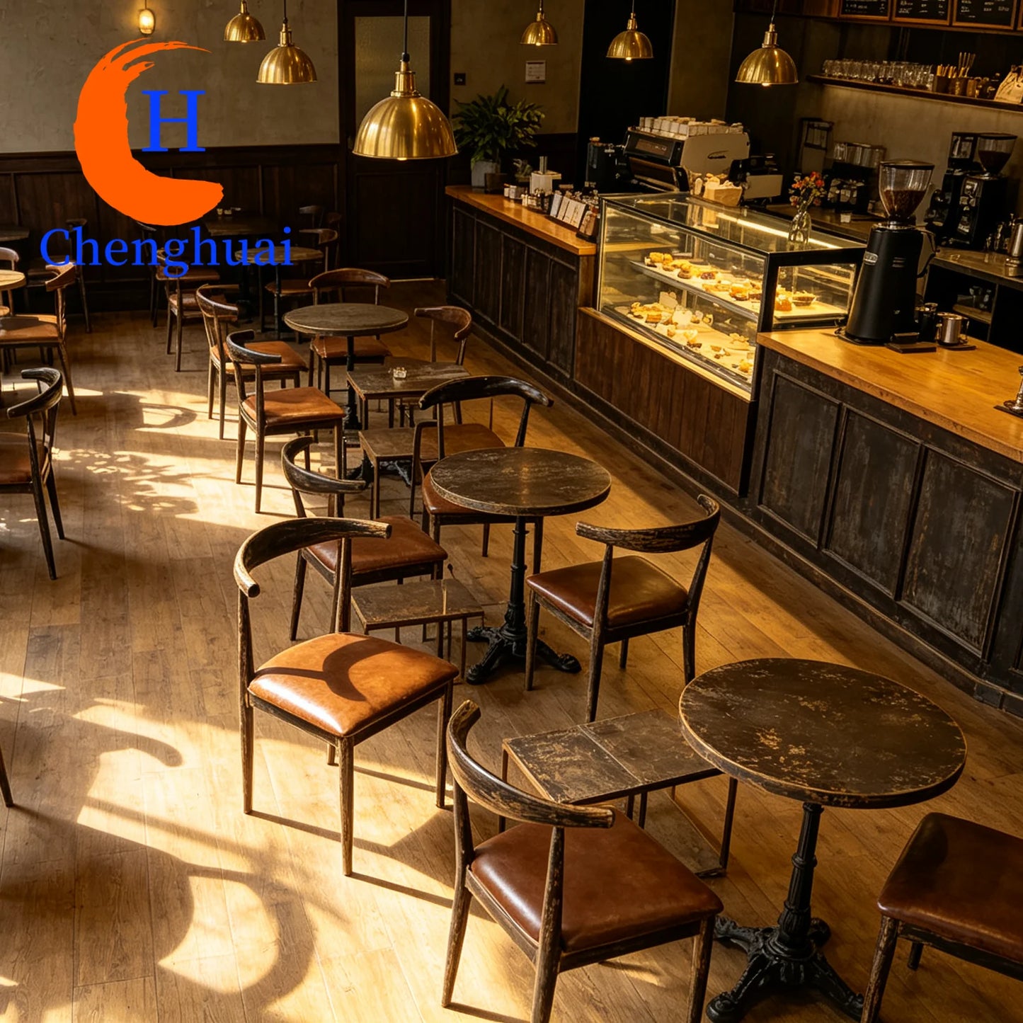 Hot Sell Vintage Bistro Coffee Shop Cafe Restaurant Wood Tables and Chairs Set