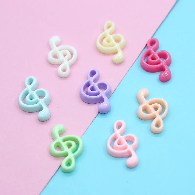 Japanese Style Colorful Musical Note Resin Flatback Cabochon for Diy Scrapbook Jewelry Making Earrings Nail Art Accessories