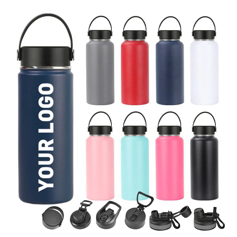 18oz 25oz 32oz School Metal Gym Water Thermos Sport Drinking Stainless Steel Water Bottle with Handle Different Lids