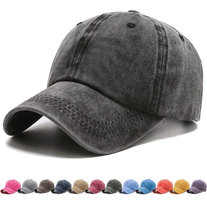 100% Cotton Baseball Cap Men Women Vintage Washed Distressed Hats Twill Plain Adjustable Dad Hat Cotton Snapback Cap Hip Hop 