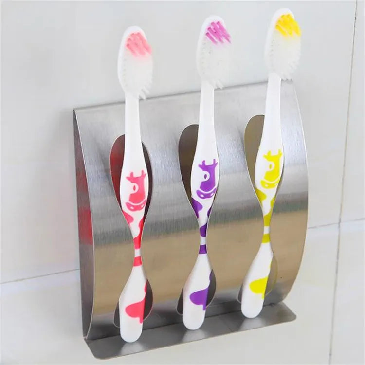 Space-Saving Wall-Mounted Toothbrush Holder with Rack Organizer Bathroom Sets with Hangers Hooks Easy Access Accessory Storag