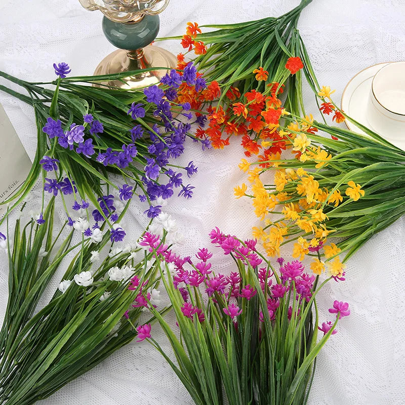7 Branches Artificial Plants Plastic Onion Grass Greenery Flowers