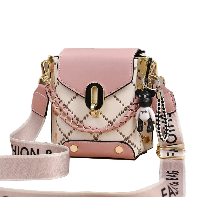 2024 New Fashion Crossbody Embroidery Purse Women's PU Mini Wallet Small Square Sling Bag Lady Style