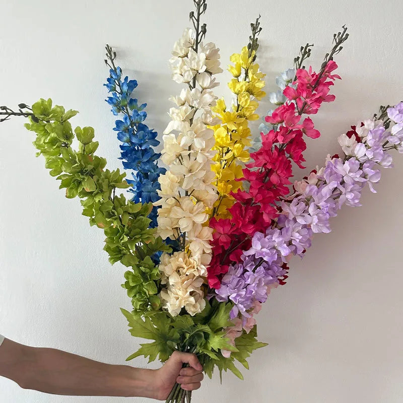 Artificial Silk Long Stem Larkspur for Wedding Decoration Big Flowers for Events Decorative Delphinium Flower