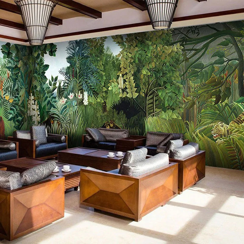 Tropical Rainforest Jungle Forest Green Plants Large Mural 3d Cafe Restaurant Internet Cafe Internet Cafe Wallpaper Wallpaper
