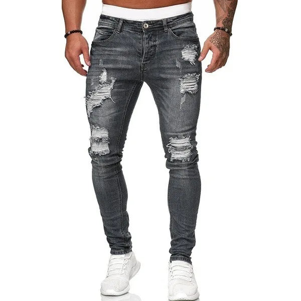 Hot Sale Designer Slim Denim Jeans Homme Custom Jeans Fro Men High Street Style Skinny Ripped  large-sized men's jeans