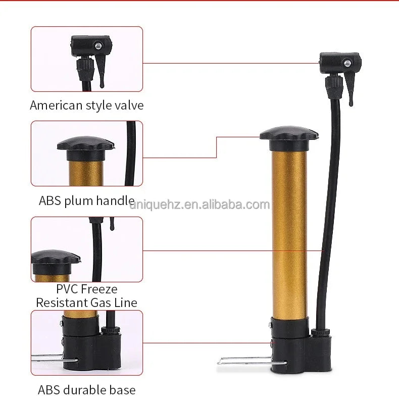 Portable Bicycle Pump Steel Pipe Inflator Manual Pump Foot Pedal Floor Air Inflator External Hose Fits Bikes Football Basketb