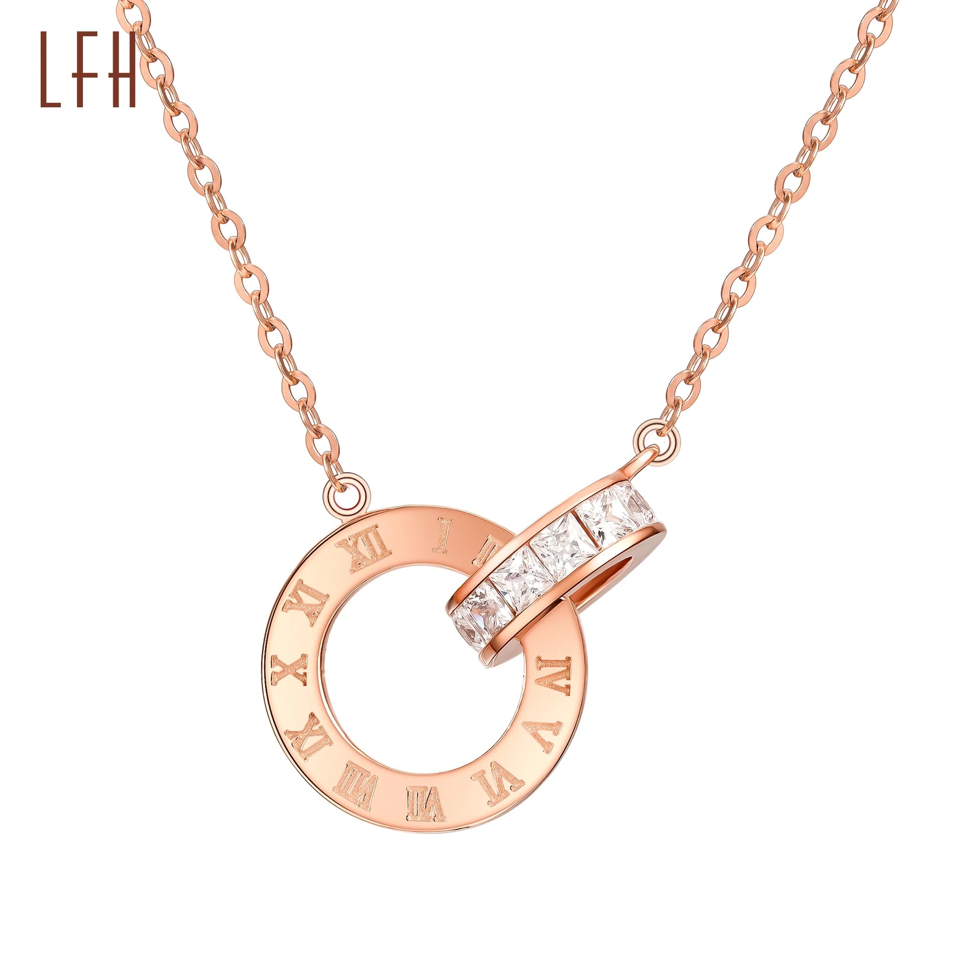 Women Love Roman Numbers Collar 18k Real Gold Necklace Ring Crystal Stone Clavicle Chain 18k Solid Gold Jewelry