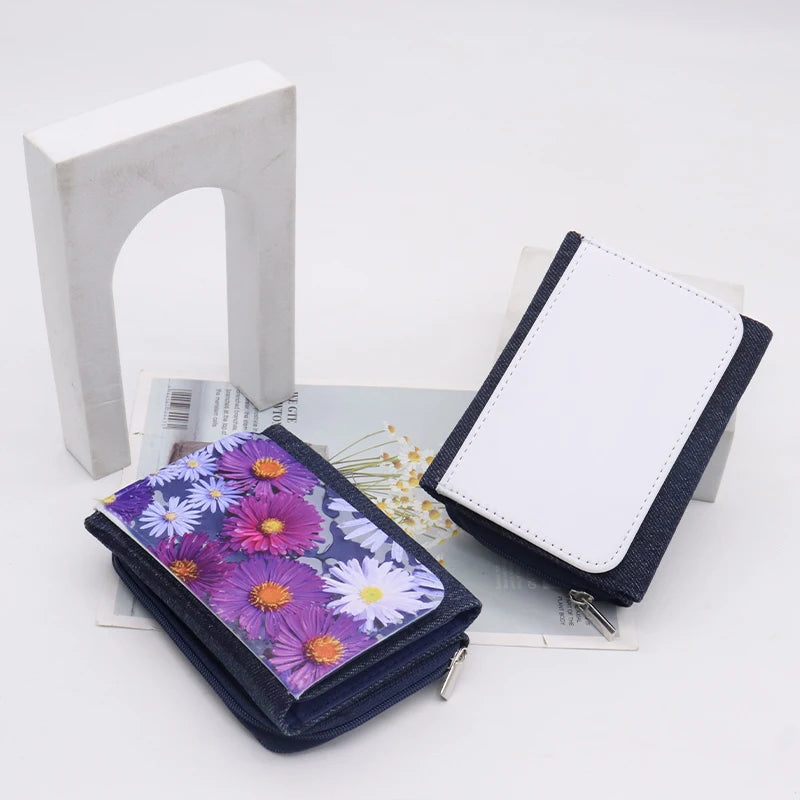 Diy Pattern Fashionable Unisex Travel Trifold Wallet Blanks Cowboy Zipper Closure Wallet Canvas Lining Short Length Sublimati