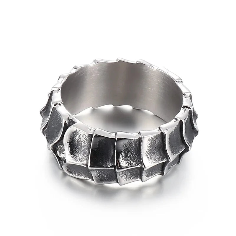 YKPersonalized Design Cast Ring Vintage Simple and Domineering Trendy Men's Stainless Steel Dragon Body with Diamond Inlaid R
