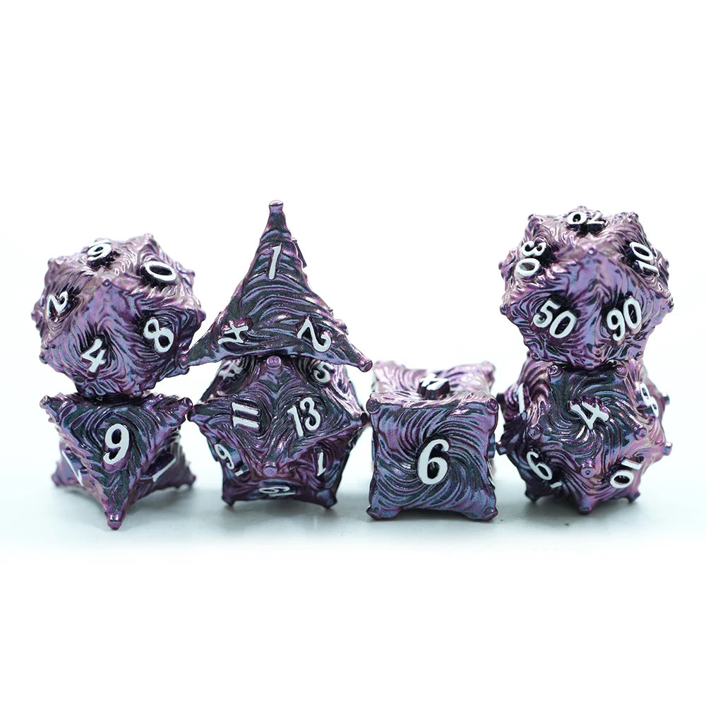 Yushun 2024 Metal D&D Dice Set Role Playing Dice Dungeons and Dragons Purple Transition Purple Customized Role