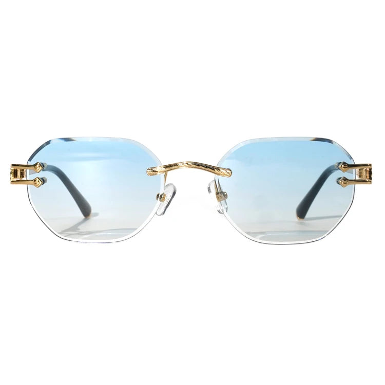 Finione Women's Sunglasses Oversize Rimless Two Toned Feisedy Rimless Sunglasses for Women Metal Retro Rimless Sunglasses