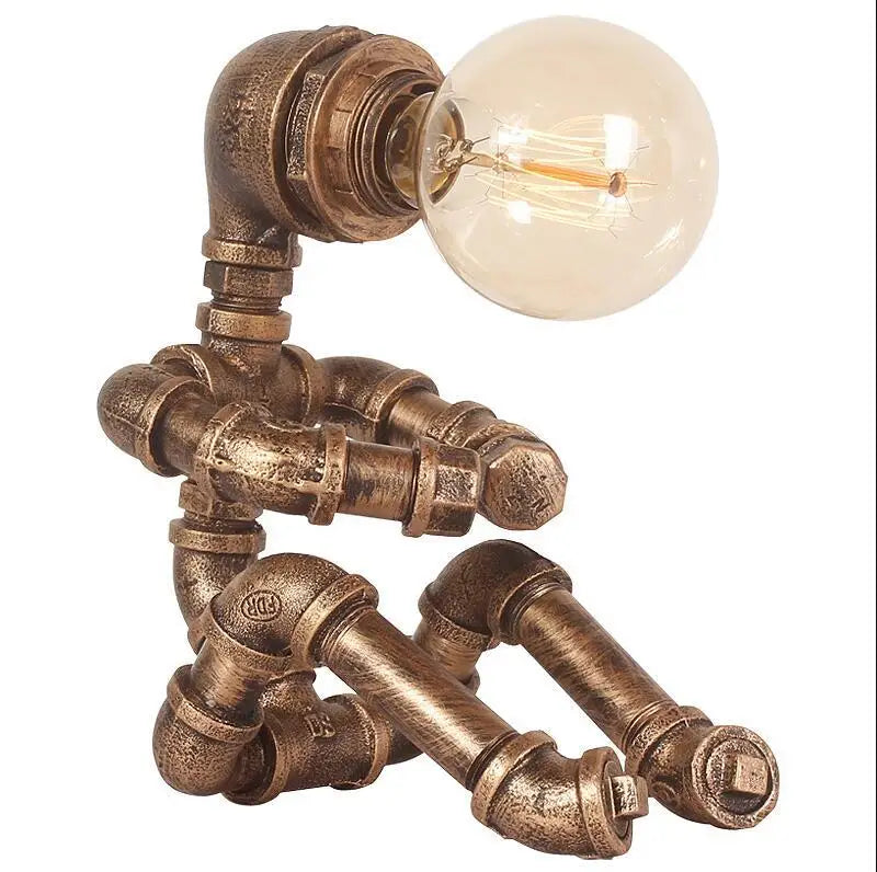 Modern Unique Retro Steampunk Lamps Metal Night Light Water Pipe Table Lamp for Indoor