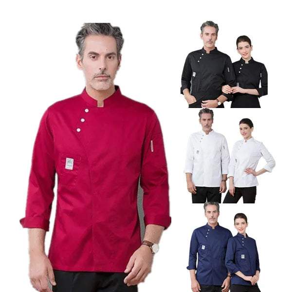 Best Seller OEM logo Plain Men Women Long Sleeve Kitchen Restaurant Chef Coat Custom logo Unisex Hotel Cake Baker Chef Unifor