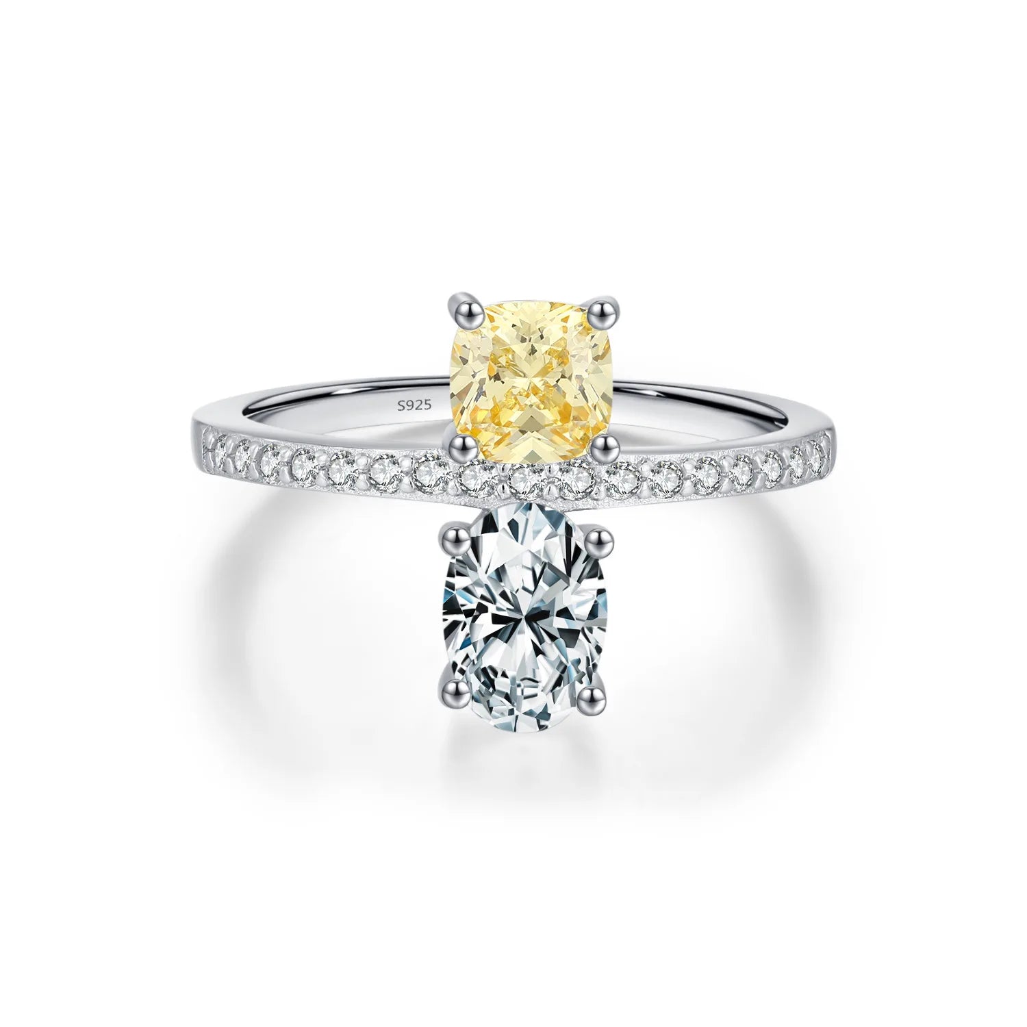 Daidan Ladies Ring Cz Jewelry Silver Rings Women 925 Sterling Yellow Zirconia Round Oval Engagement Ring
