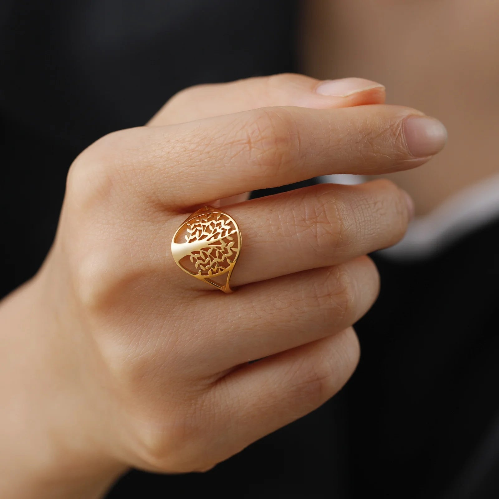 Tree of Life Ring Women Amulet Finger Rings Vintage Stainless Steel Jewelry Birthday Gifts for Friends