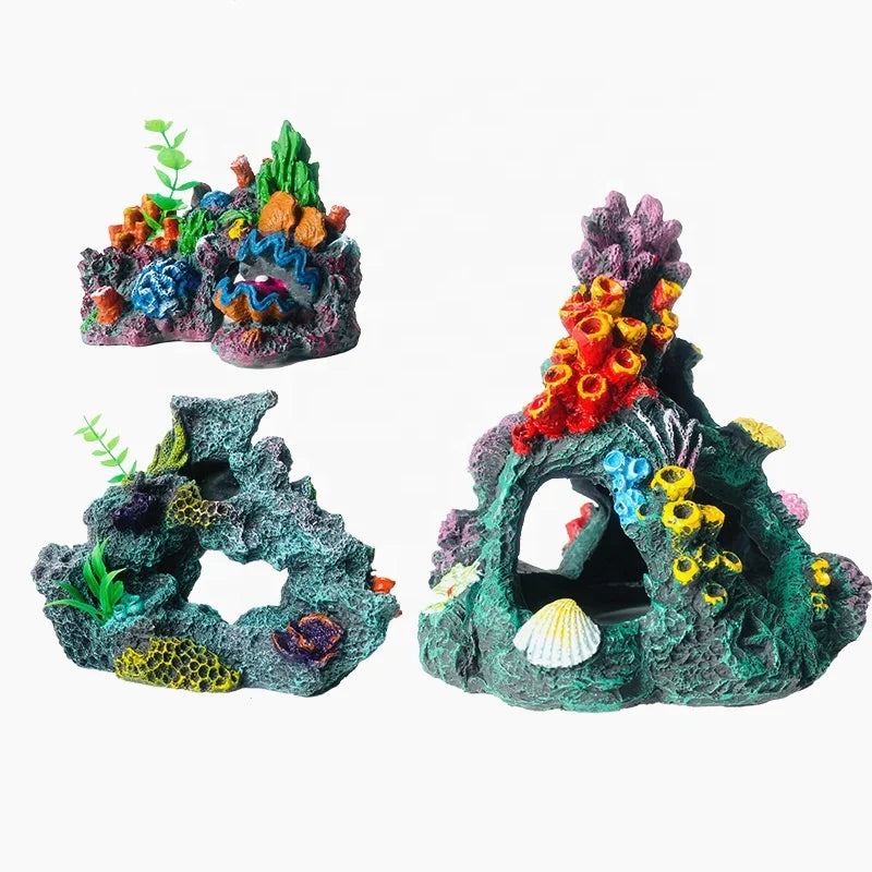 Simulated Resin Coral Reef Ornaments Fish Tank Aquarium Decoration and Landscaping Simulated Coral Stone Rockery Shelter
