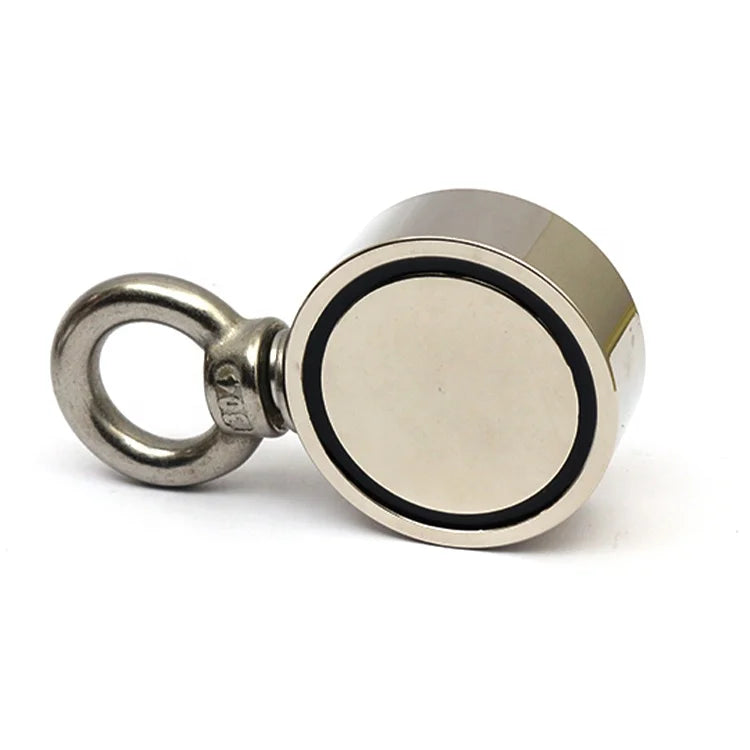500LBS/220kg D75mm Strong Neodymium Round Fly Searching Salvage Magnet Double Side  Fishing Magnet with Bore