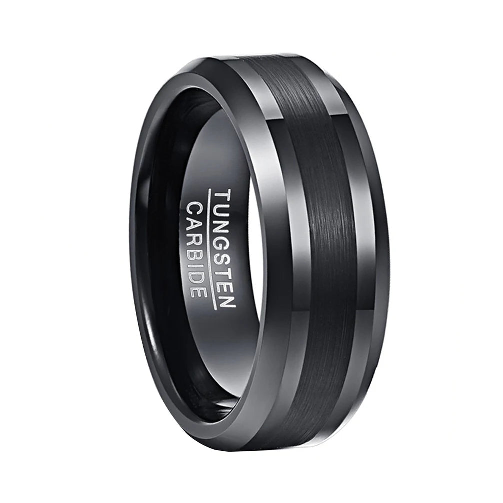 Alin Wholesale Black Zinc Plated 8mm Tungsten Carbide Classic Wedding Ring Fashion Jewelry