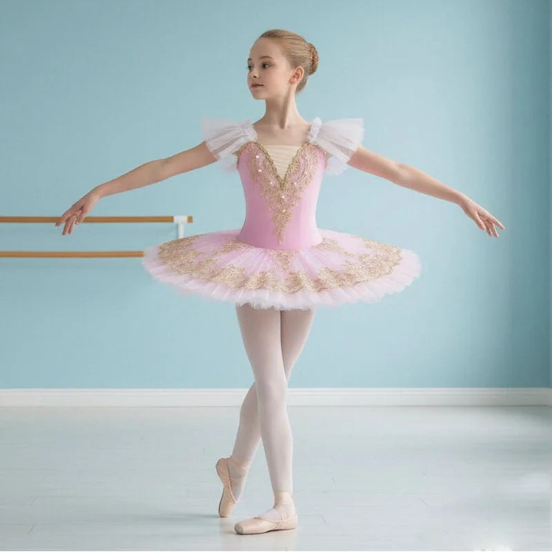 2024 Newest Pink Ballet Tutu Skirt Children's Swan Lake Costume Kids Belly Dance Performance Wear Stage Dress