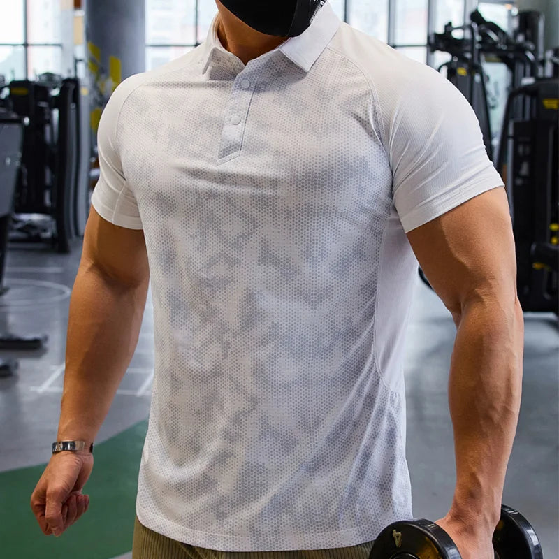 5A Antibacterial Ice Thin Technology Fabric Men Slim Fit Sports Elastic Dry Fit Cool Dry Golf T Shirts Polo Shirts