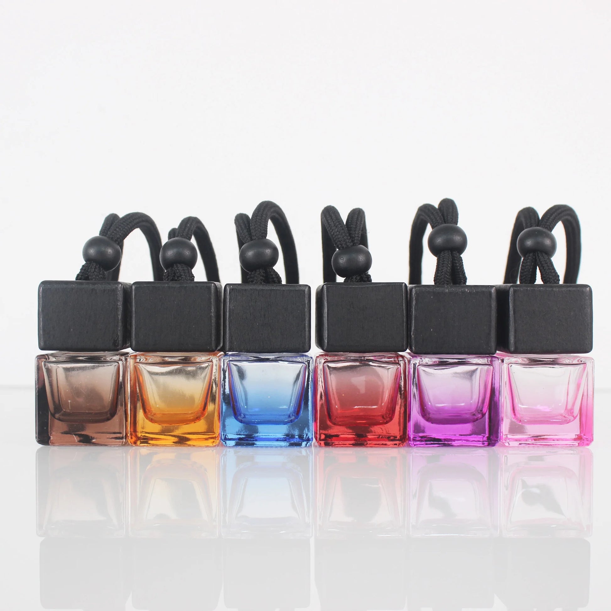 6ml New Arrival Car Hanging Glass Emtpy Bottle With Square Black Wooden Cap Car Air Freshener Diffuser Perfume Bottle