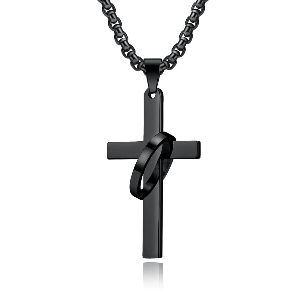 Trendy 18K Gold Plated Stainless Steel Pendant No Tarnish Hip Hop Punk Style No Tarnish Blank Cross Circle for Women Men Chai