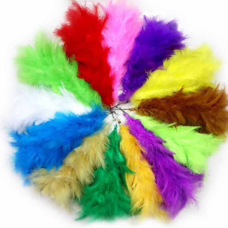 Wholesale 12 Inch (30 Cm) Multi-Color Dyed Turkey Marabou Feather Strings for Corsage DIY Headdress Accessories