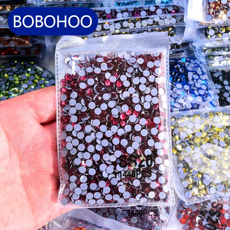 BOBOHOO 2088 Hotfix Rhinestones Wholesale Hot Fix Transfer Rhinestone for Iron on Crystal Design