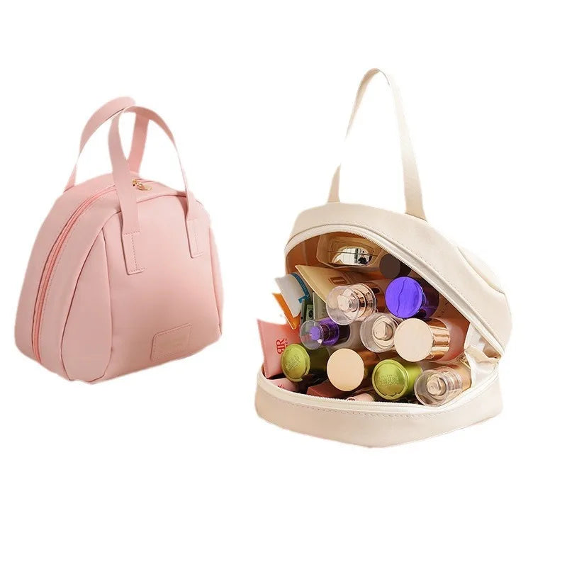 Top Quality Shell Bag Design Custom Embroidery logo Women Travelling Polyester Cosmetic Bag Makeup Washing Storage Hand Bag