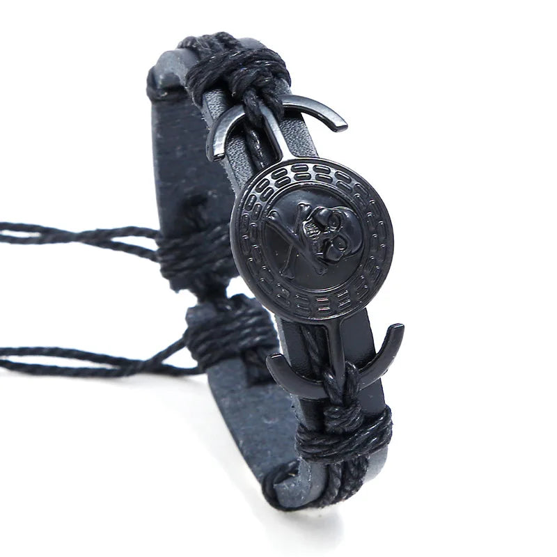 New Arrival Metal Skull Skeleton Accessories Bracelet Punk Style Men's and Women's Leather Bracelet & Bangle