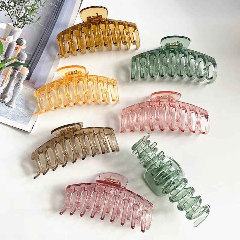 Simple Transparent Thick Hair Claw Clips Korean Style Cute Customize Plastic Large Big Hair Clips Claw for Girl Women