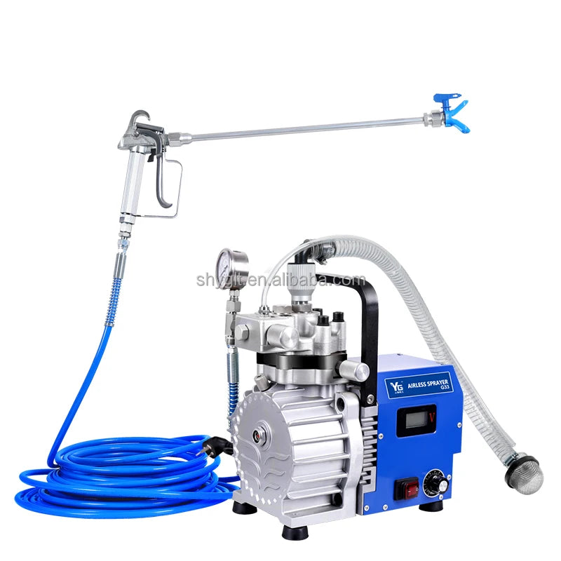 220V Electric Diaphragm Airless Paint Spray Machine with Engine & Pump 22Mpa High Pressure Dual Guns for Wall/Roof/Floor Coat